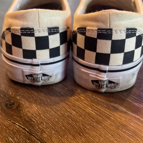 Vans Classic Checkered Slip-On Sneakers - Black and Cream - Picture 3 of 6